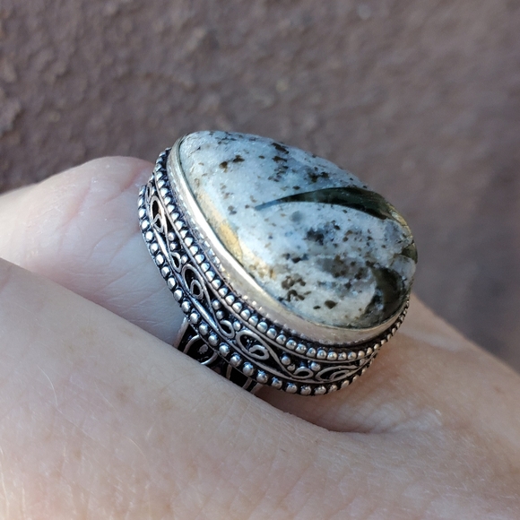 New Green Tourmaline In Quartz 925 Silver Ring. - Picture 5 of 13